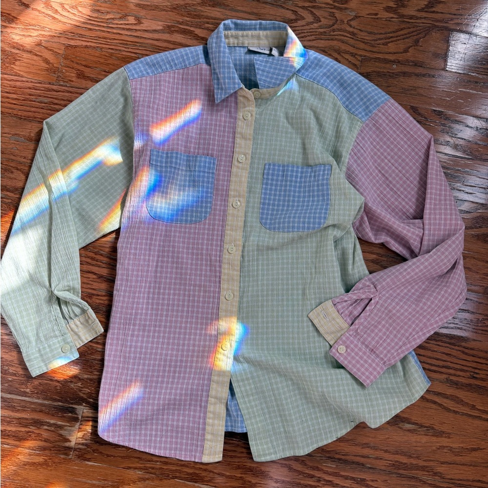 Vintage Size Large Koret City Blues Multi-color plaid button up shirt